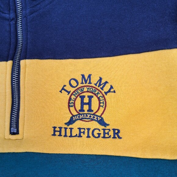 Tommy Hilfiger Color Block  Men 1/4 quarter Zip Pullover Sweater Size Small - Picture 4 of 6